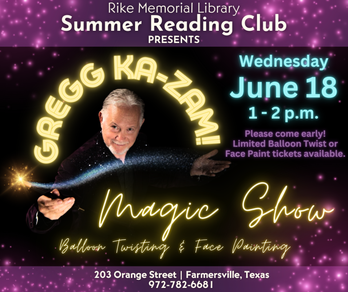 Summer Reading Club Gregg Ka-zam! Magic Show June 10, 2025 at 1:00 pm image