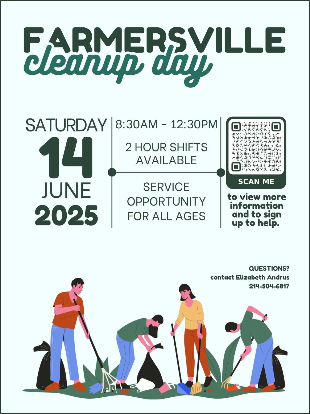 Farmersville Clean Up Day QR code to sign up